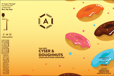 Cyser & Doughnuts Label at Adesanya Mead and Microbrewery